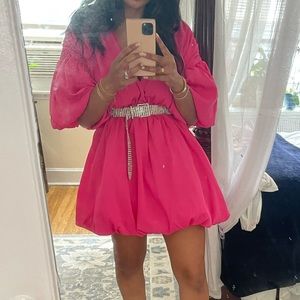 Hot pink bubble dress.